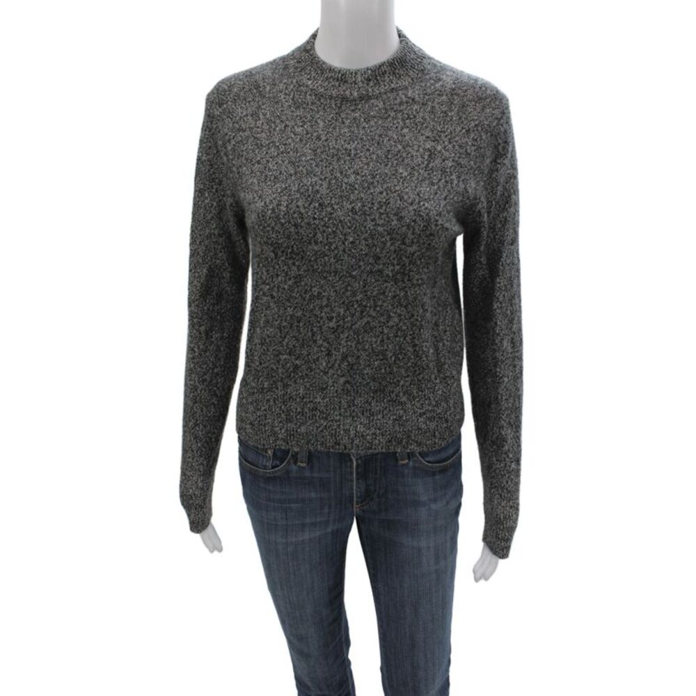 Zara Women Pullover Gray Mock Neck Long Sleeve 100% Wool Size M